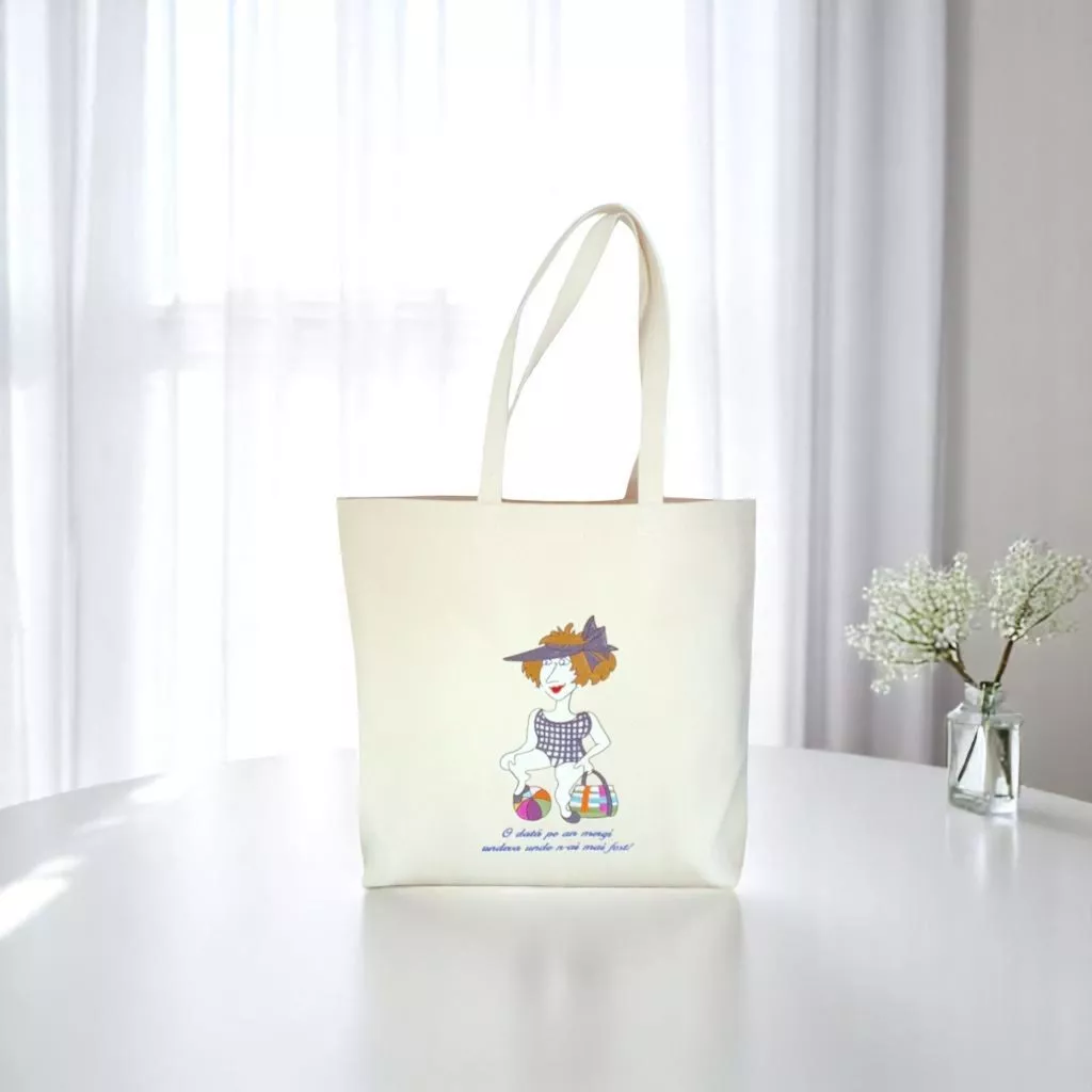 Sacosa brodata, 45 x 45 cm, 100% bumbac doc, model-Zoe