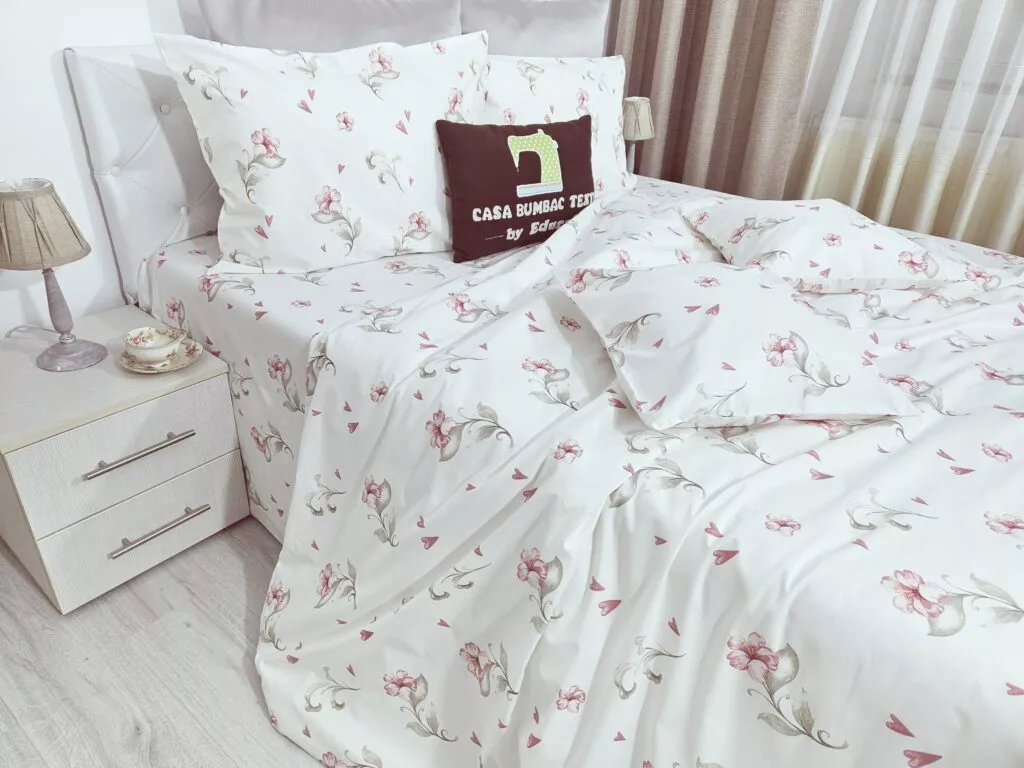 Lenjerie de pat din bumbac 100 ranforce pentru pat dublu