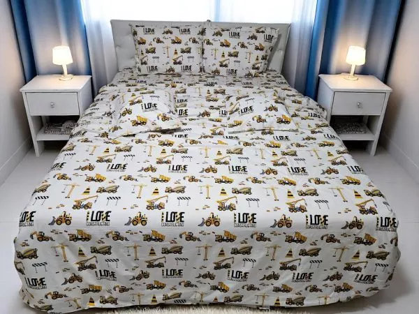 Lenjerie de pat pentru copii, 6 piese, cearsaf 240 x 260 cm, 100% bumbac ranforce