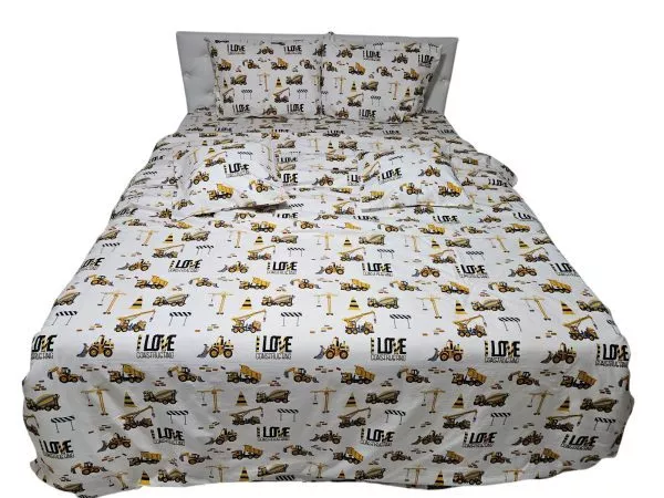 Lenjerie de pat pentru copii, 6 piese, cearsaf 240 x 260 cm, 100% bumbac ranforce