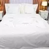 Lenjerie alba cu broderie eleganta, 6 piese, pat dublu, bumbac ranforce - Model unic