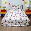 Lenjerie de pat imprimeu LaBubu, 6 piese, cearsaf 240 x 260 cm, 100% bumbac ranforce Cadouri utile pentru copii, lenjerie de pat cu model la bubu