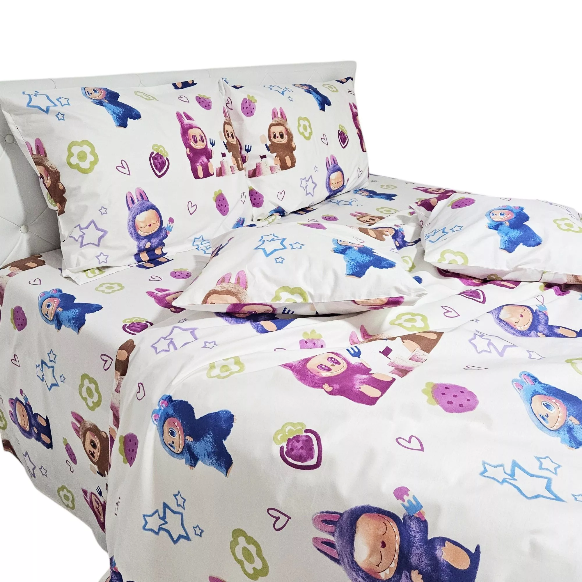 Lenjerie pat LaBubu, 6 piese, cearsaf 240 x 260 cm, 100% bumbac ranforce