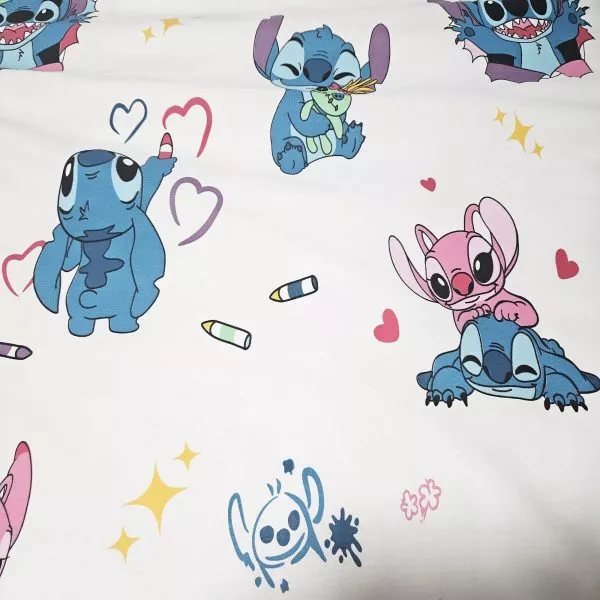 Lenjerie stitch, 6 piese, cearsaf 240 x 260 cm, 100% bumbac ranforce