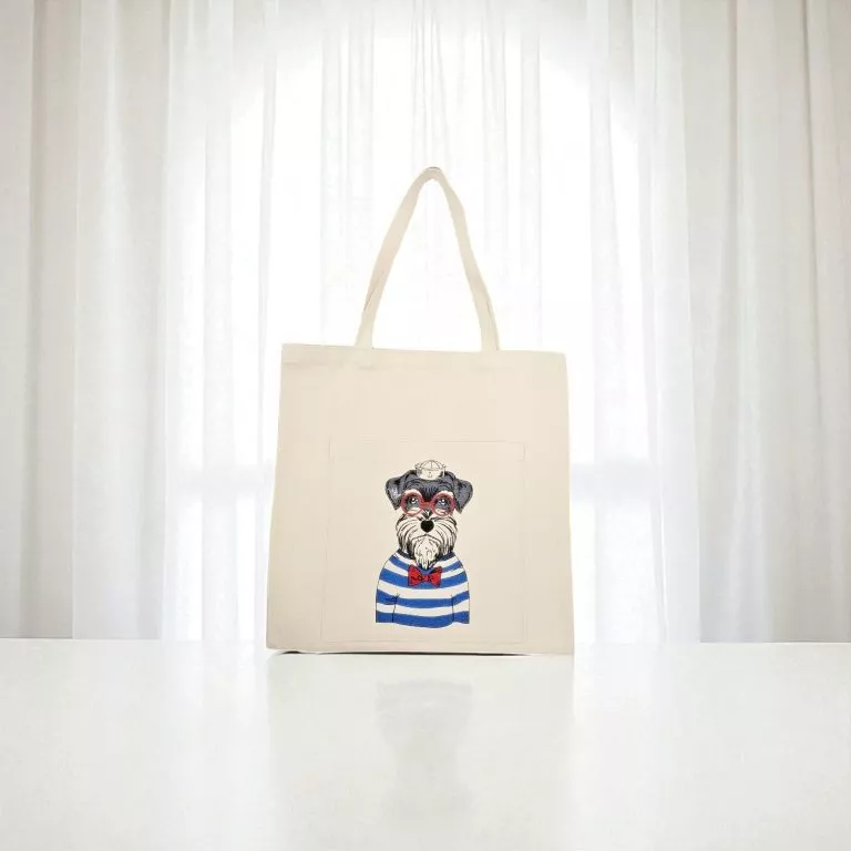 Geanta de cumparaturi, 45 x 45 cm, model broderie, 100% bumbac doc