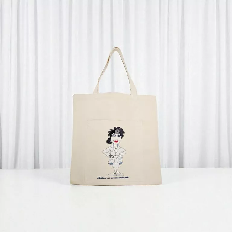 Sacosa textila Medic, 45 x 45 cm, broderie, 100% bumbac doc