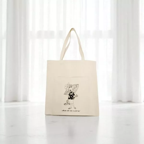 Sacosa textila bej, 45 x 45 cm, broderie Doina. 100% bumbac doc