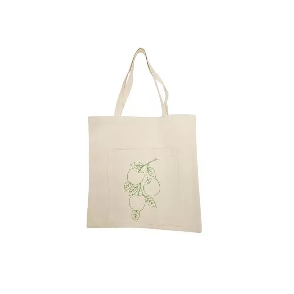 Sacosa textila cu mere, 45 x 45 broderie, bumbac doc