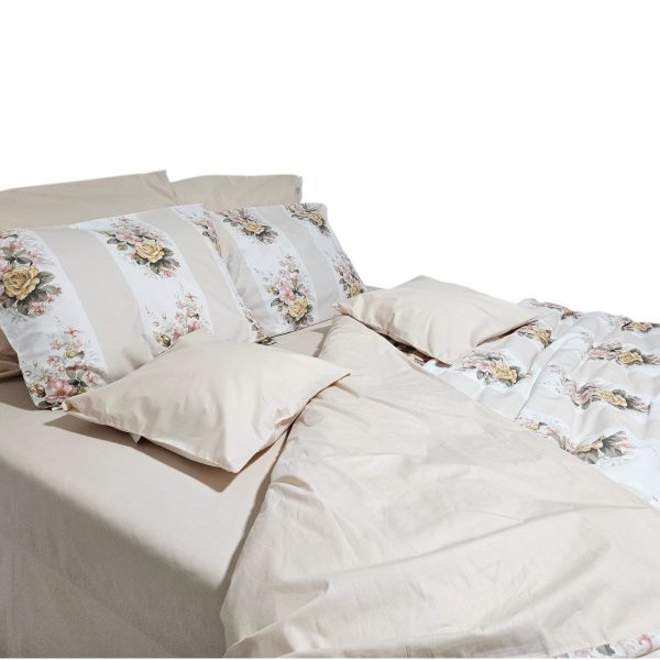 Lenjerie de pat cu trandafiri, 8 piese, 240 x 260 cm, 100% bumbac ranforce