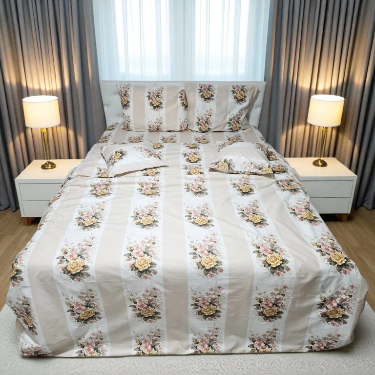 Lenjerie de pat cu trandafiri premium, 6 piese, 240 x 260 cm, 100% bumbac ranforce