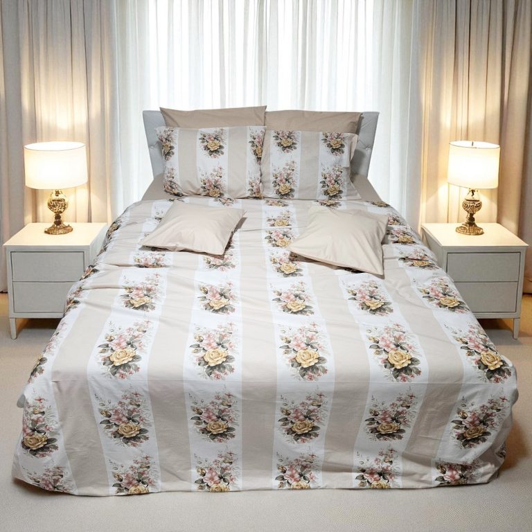 Set Lenjerie de pat cu trandafiri, 8 piese, 240 x 260 cm, 100% bumbac ranforce