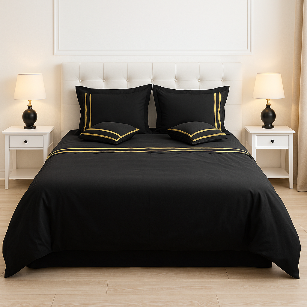 colectie de lenjerii de pat negre by Casa Bumbac Textil
